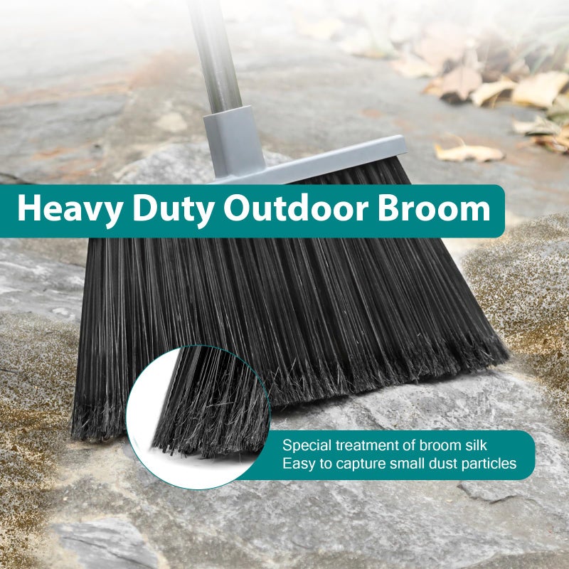 PBHEPJ 4 Pack Heavy Duty Broom Outdoor  58"" Long Stainless Steel Handle  Hard Bristle Angle Broom for Floors Commercial & Industrial Broom for Sweeping Indoor  Garage  Kitchen - Image 3